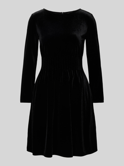 Emporio Armani Zwart Fluweel Peplum Jurk Black Dames