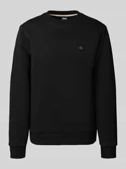 Hugo Boss Zwarte Katoenen Sweater met Ronde Hals Black Heren