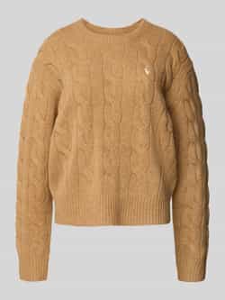 Polo Ralph Lauren Gebreide pullover van een mix van katoen en kasjmier met kabelpatroon