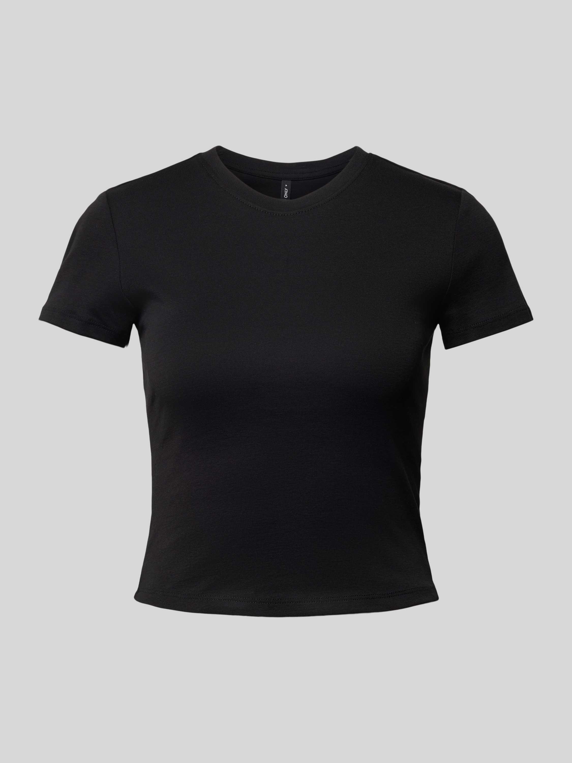 Only T-shirt met geribde ronde hals model 'ELINA'