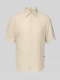 Boss Orange Regular fit linnen overhemd met 1 2-mouwen model 'Rash'