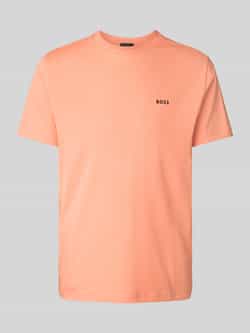 BOSS GREEN Shirt met ronde hals Thee met gegomd contrast-logo