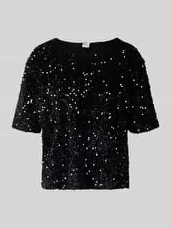 BRAX Relaxed fit T-shirt met all-over pailletten model 'Cara'