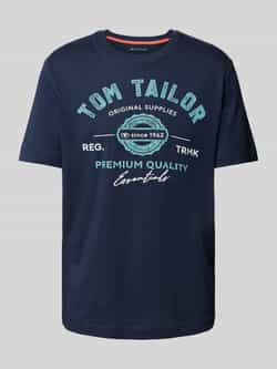 Tom Tailor Regular fit T-shirt van puur katoen met labelprint