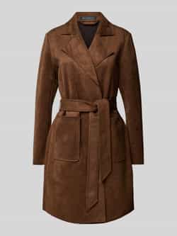 Betty Barclay Velours Lange Jas met Riem Brown Dames