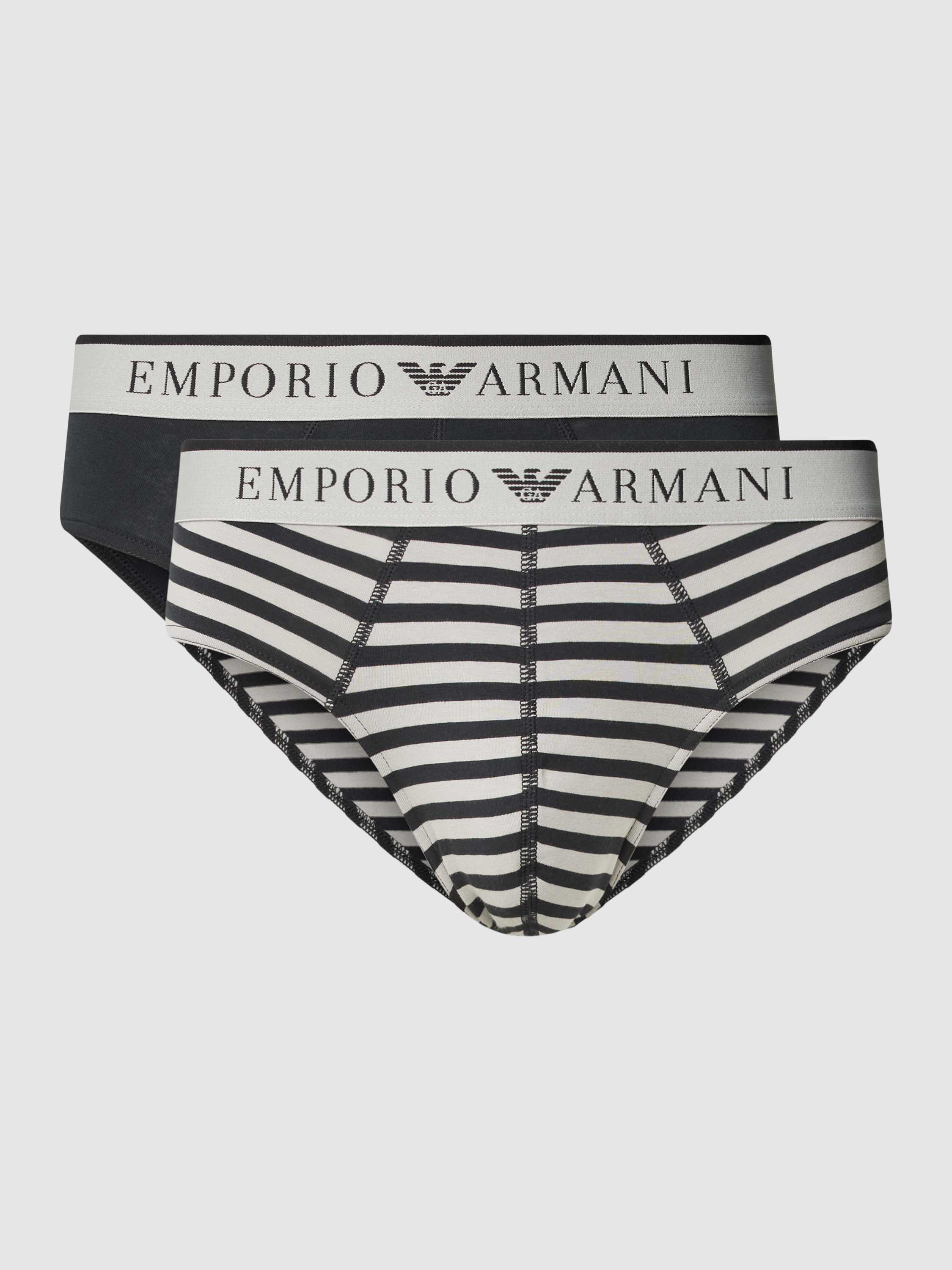 Emporio Armani Slip met label in band in een set van 2 stuks