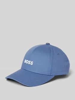 Hugo Boss Geborduurde Katoenen Twill Pet in Blauw Blue Heren