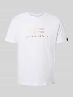 Alpha industries T-shirt met labelprint en ronde hals