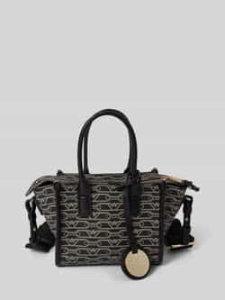 Emporio Armani Zwarte Monogram Logo Winkel Tas met Verstelbare Band Black Dames