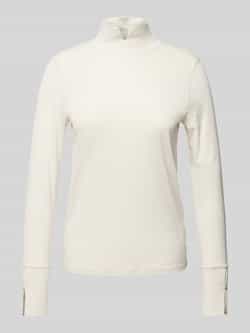 Marc Cain Lange mouwen katoenen T-shirt met knoopdetail Beige Dames