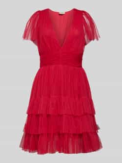 Lace & Beads Knielange cocktailjurk met plooien
