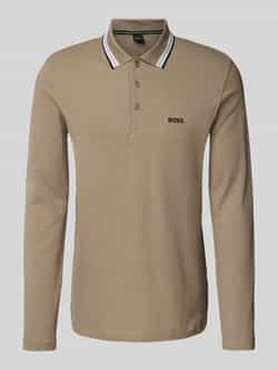 BOSS GREEN Poloshirt met lange mouwen Plisy met strepen op de kraag