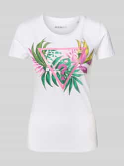 Guess T-shirt Korte Mouw T-shirt triangulaire à feuilles femme