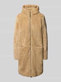 Camel active Lange jas van teddybont met capuchon en tweewegsritssluiting