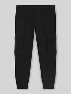 HUGO Tapered fit stoffen broek met bandplooien model 'GALVIN241'