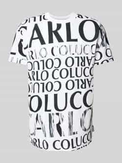 Carlo colucci T-shirt met geribde ronde hals