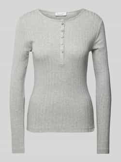Marc O'Polo Slim fit shirt met lange mouwen van een gestructureerde mix van katoen en modal met henley-kraag