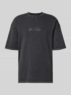 Hugo Blue T-shirt met labelprint model 'Nebute'