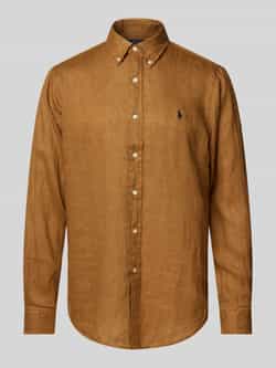 Polo Ralph Lauren Linnen Logo Overhemd Bruin Brown Heren