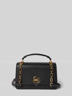 Michael Kors Zwarte leren handtas met gouden afwerking Black Dames