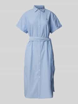 Ralph Lauren Blauwe Overhemdjurk Midi Blue Dames