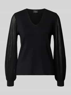 s.Oliver BLACK LABEL Regular fit pullover van viscosemix met semi-transparante mouwen
