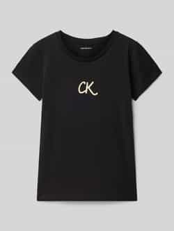 Calvin Klein Jeans Slim fit T-shirt met logoprint en ronde hals