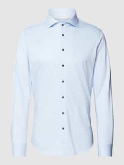 Profuomo Blauw Business Gebreid Overhemd Blue Heren