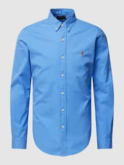 Ralph Lauren Slim-Fit Button-Down Katoenen Twill Overhemd Blue Heren