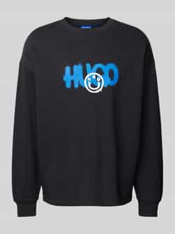 Hugo Blue Sweatshirt met labelprint model 'Nimaylong'