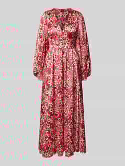 Hugo Boss Bloemenprint Lange Mouw Jurk Red Dames