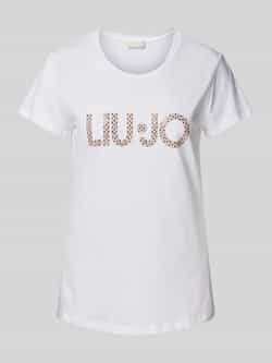 Liu Jo White T-shirt met label met siersteentjes