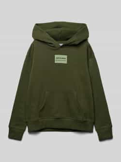 JACK & JONES JUNIOR hoodie JJHAKKAI met printopdruk armygroen