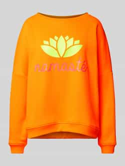 Miss goodlife Sweatshirt in oranje met statementprint model 'Namaste'