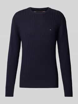 Tommy Hilfiger Blauwe Crew Neck Sweater Visgraatpatroon Blue Heren