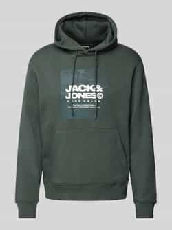 Jack & jones Comfort fit hoodie van katoenmix met rubberen print model 'AERO'