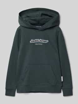 JACK & JONES JUNIOR hoodie JORVESTERBRO NEWTON met logo donkergroen