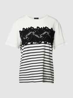 Marc Cain Gestreept T-shirt met kant White Dames