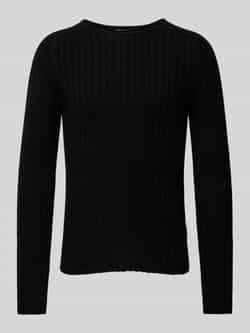 REVIEW Gebreide pullover met geribde ronde hals