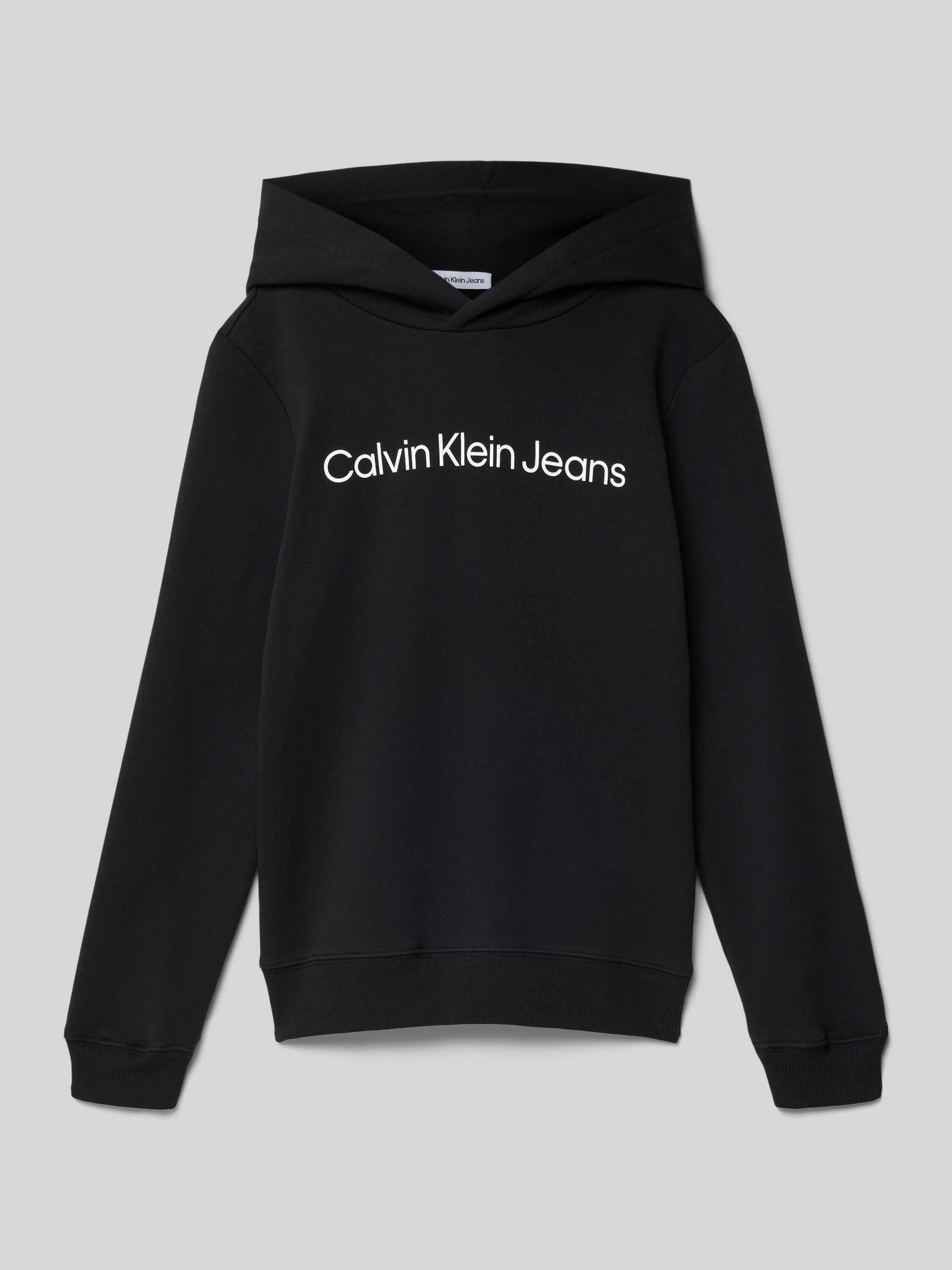 Calvin Klein hoodie Terry met logo zwart Sweater Jongens Katoen Capuchon 152