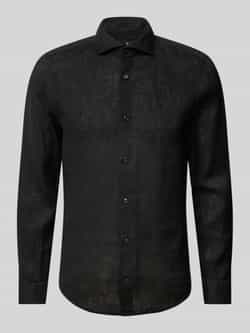 JOOP! Collection Slim fit linnen overhemd met haaikraag