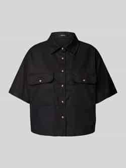 Opus Relaxed fit blouse met paspelzakken op de borst model 'Fringo'