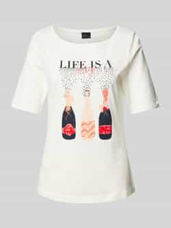 S.Oliver BLACK LABEL Regular fit T-shirt van katoenmix met sierstenen