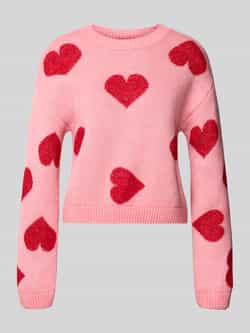 Only Comfort fit gebreide pullover met hart-intarsia model 'HAPPIE'