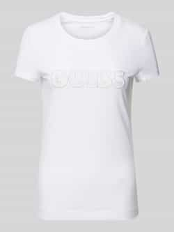 Guess T-shirt met labelstitching en siersteentjes