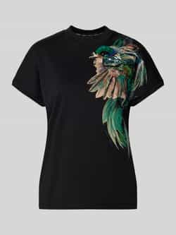 Marc Cain T-shirt met geribde ronde hals