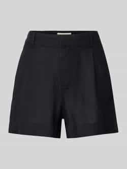 Gina Tricot Korte regular fit linnen broek met bandplooien