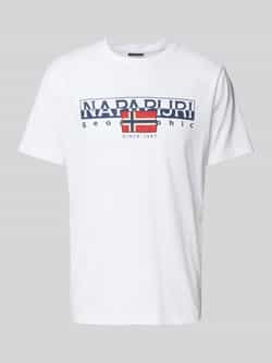 Napapijri Biologisch Katoen Bedrukt Logo T-Shirt White Heren