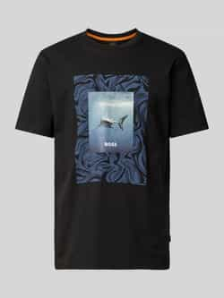 Boss Orange T-shirt met label- en motiefprint model 'Te_Tucan'