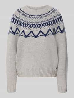 FYNCH-HATTON Regular fit pullover van zuivere wol in gebreide look